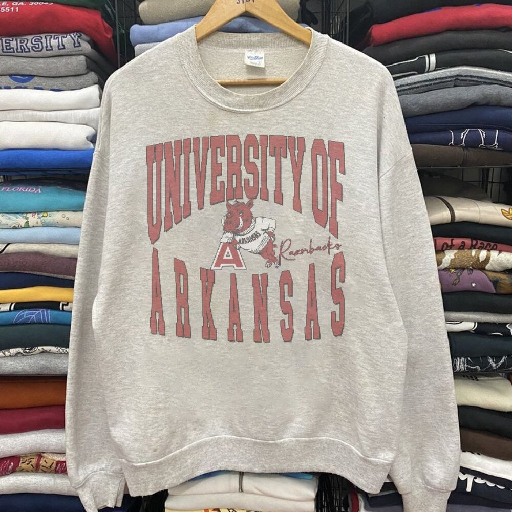 Vintage University of Arkansas Sweatshirt, Retro Arkansas Razorbacks NCAA Shirt